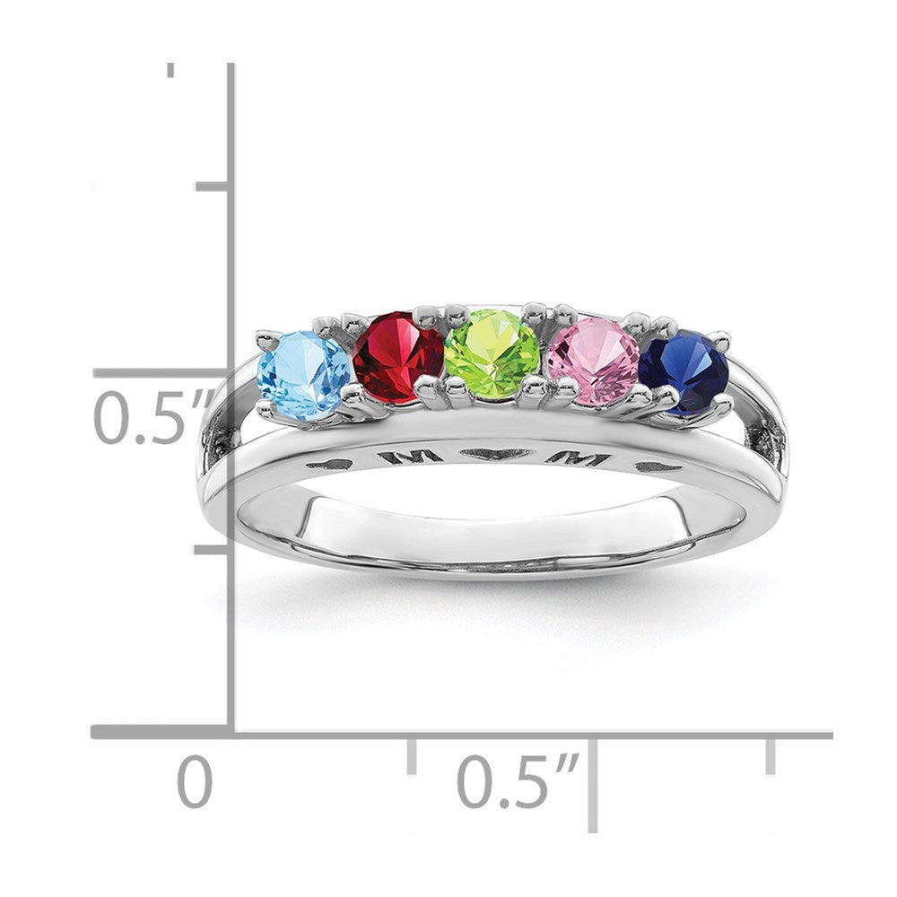 14k White Gold 3mm Synthetic Family Jewelry Ring