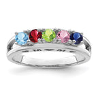 14k White Gold 3mm Synthetic Family Jewelry Ring
