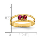 14k Genuine 2 Stone Mother's Ring