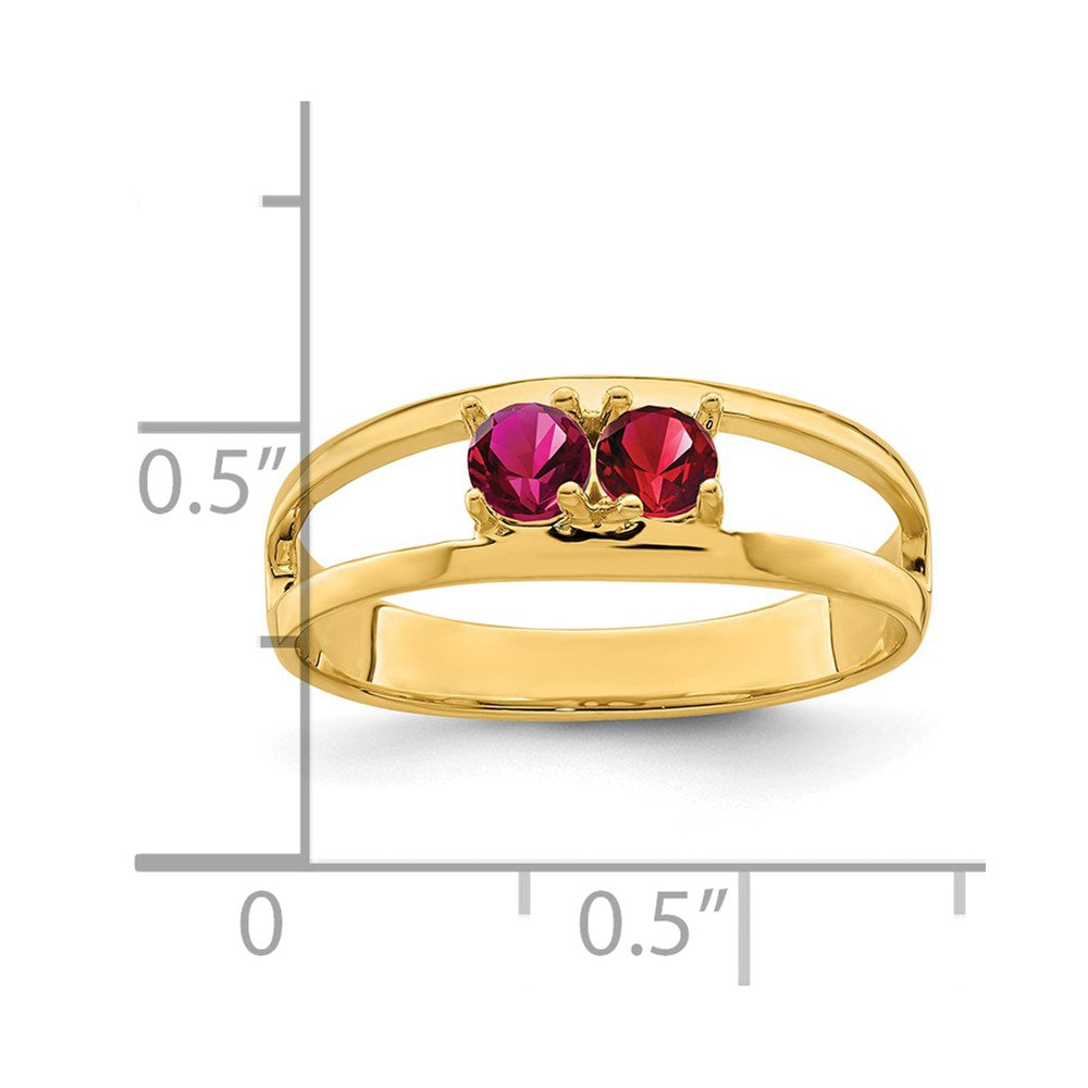 14k Genuine 2 Stone Mother's Ring