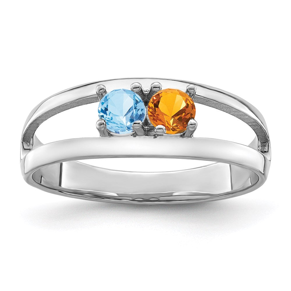 14k White Gold Synthetic Family Jewelry Ring