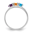 14k White Gold Genuine 3 Stone Mother's Ring