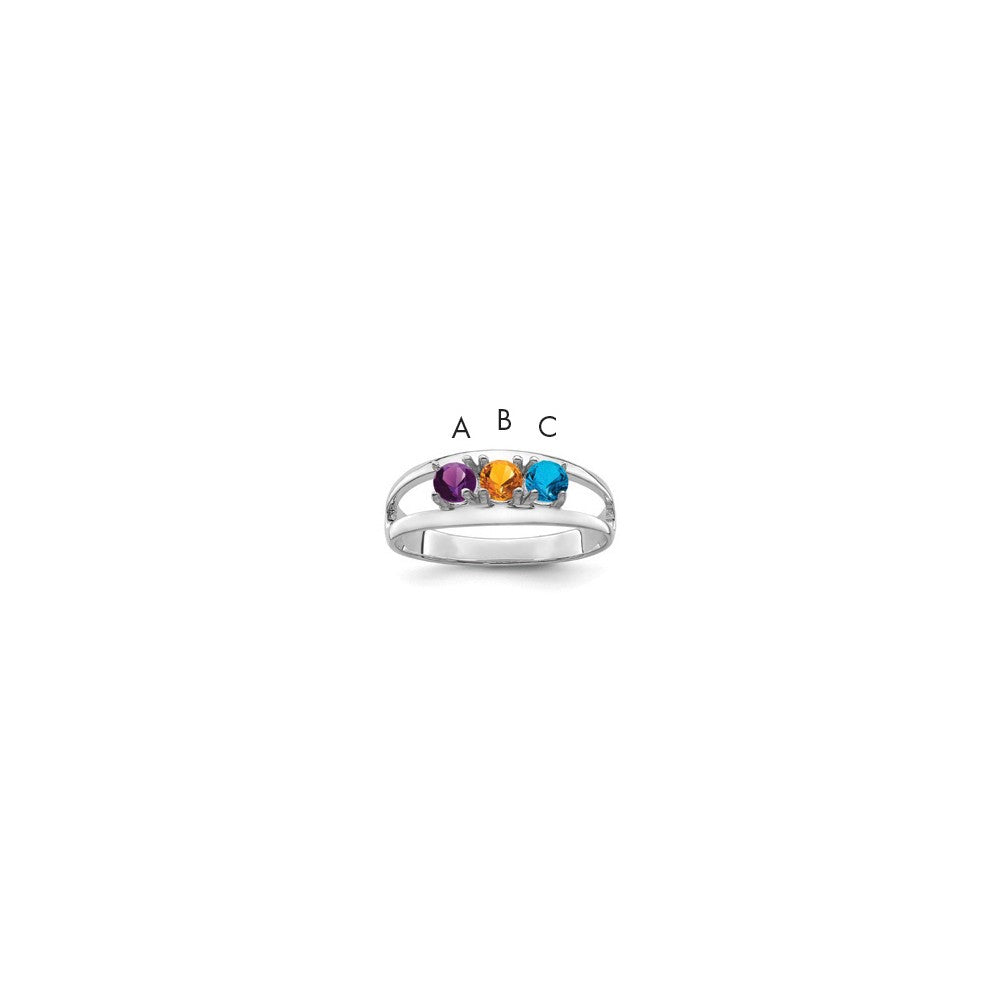 14k White Gold Genuine 3 Stone Mother's Ring