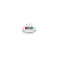14k White Gold Synthetic Family Jewelry Ring