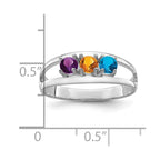 14k White Gold Genuine 3 Stone Mother's Ring