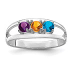 14k White Gold Genuine 3 Stone Mother's Ring