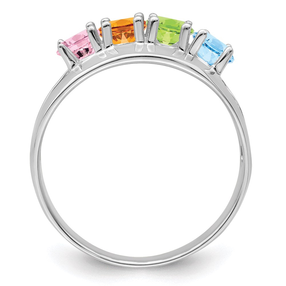14k White Gold Genuine 4 Stone Mother's Ring
