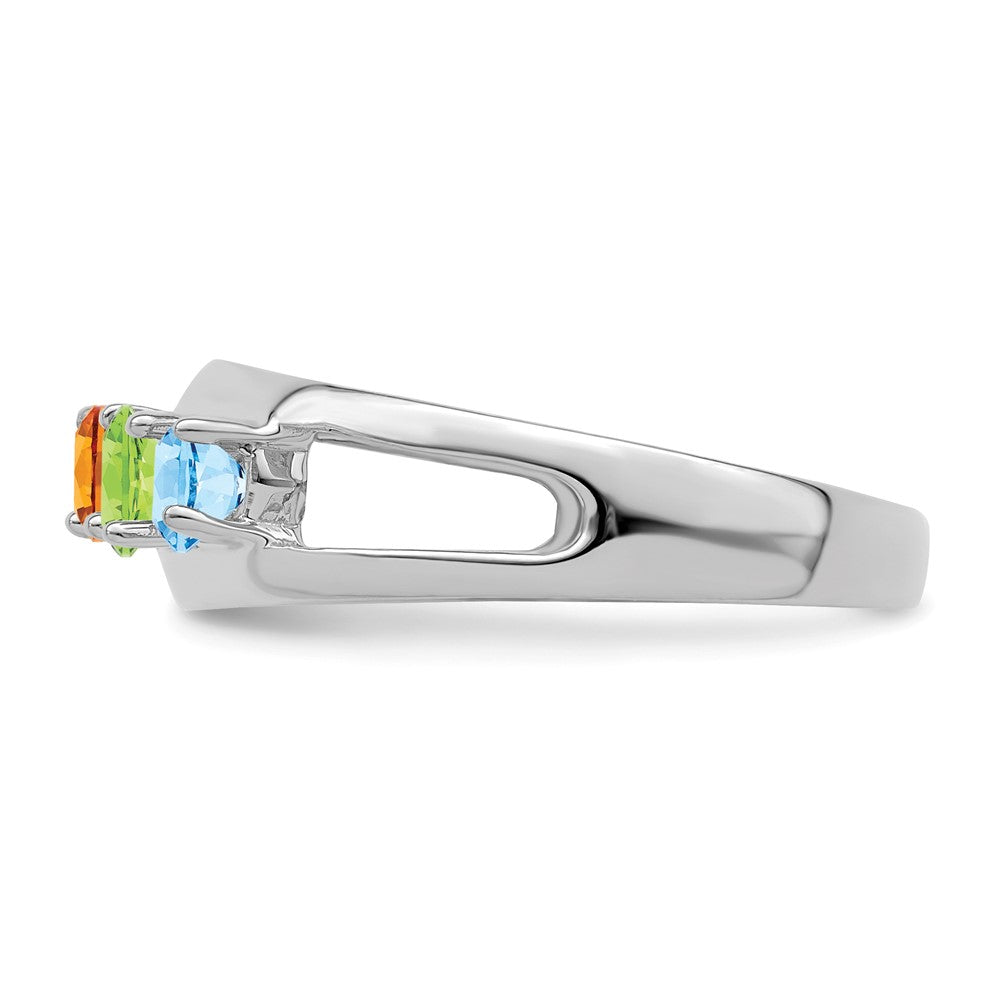14k White Gold Synthetic Family Jewelry Ring