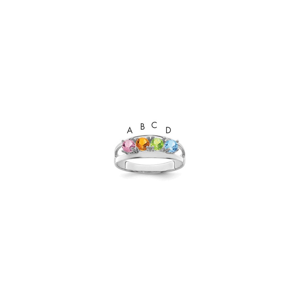 14k White Gold Genuine 4 Stone Mother's Ring