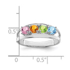 14k White Gold Genuine 4 Stone Mother's Ring
