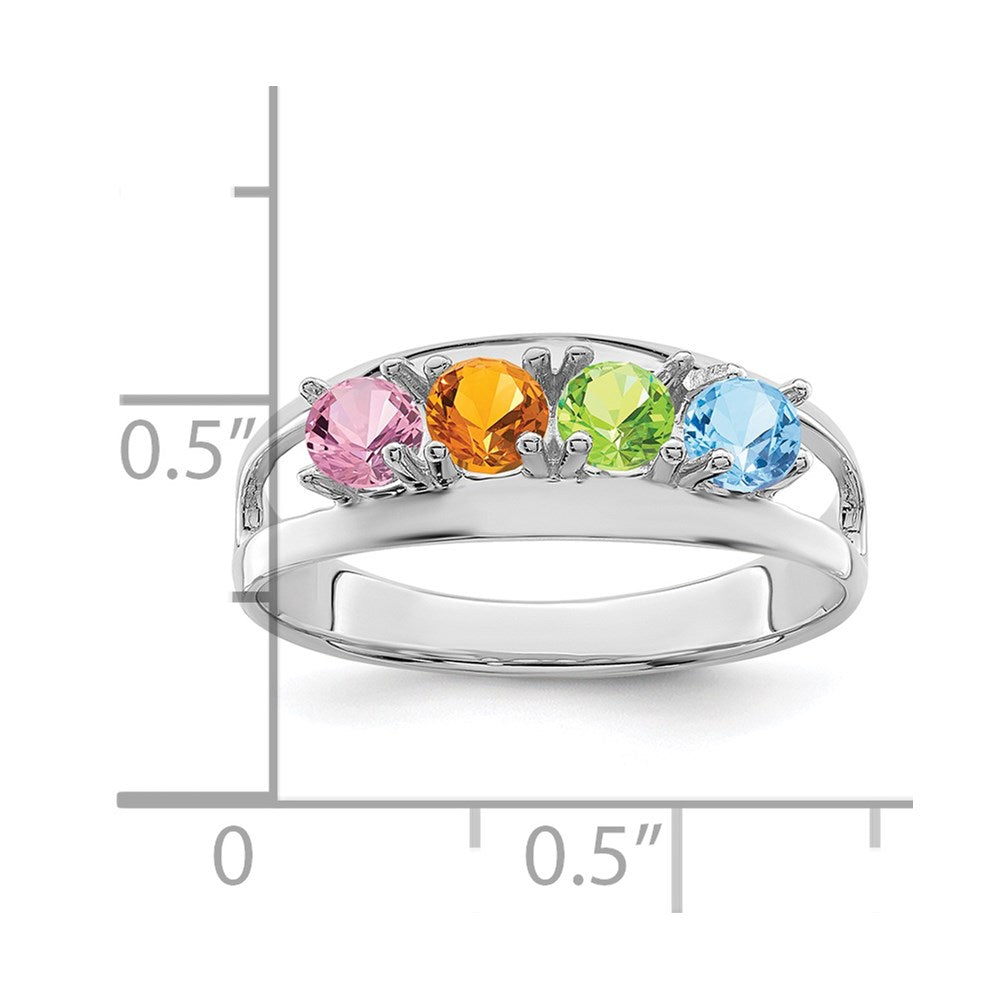 14k White Gold Genuine 4 Stone Mother's Ring