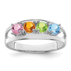 14k White Gold Genuine 4 Stone Mother's Ring