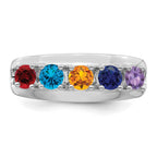 14k White Gold Synthetic Family Jewelry Ring