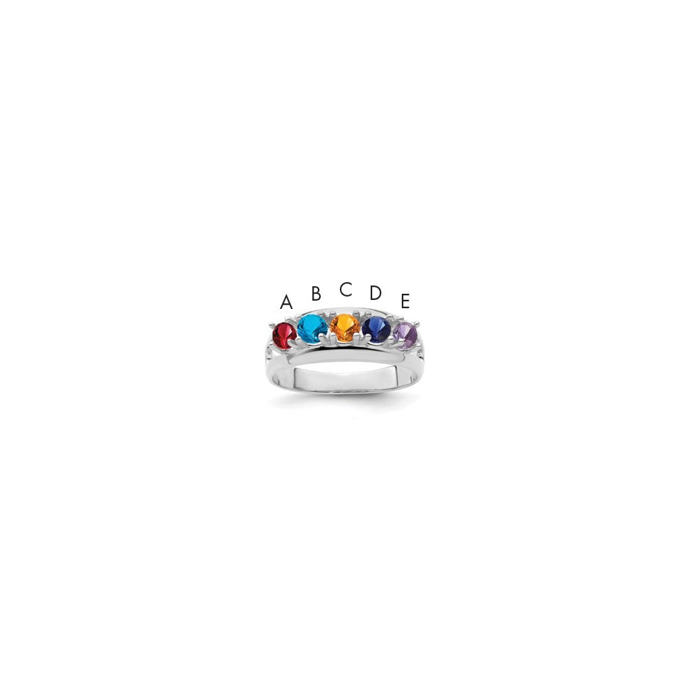 14k White Gold Genuine 5 Stone Mother's Ring