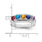 14k White Gold Synthetic Family Jewelry Ring