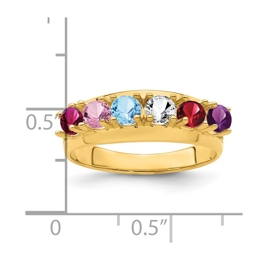 14k Genuine 6 Stone Mother's Ring