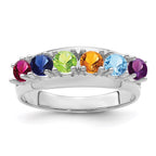 14k White Gold Synthetic Family Jewelry Ring