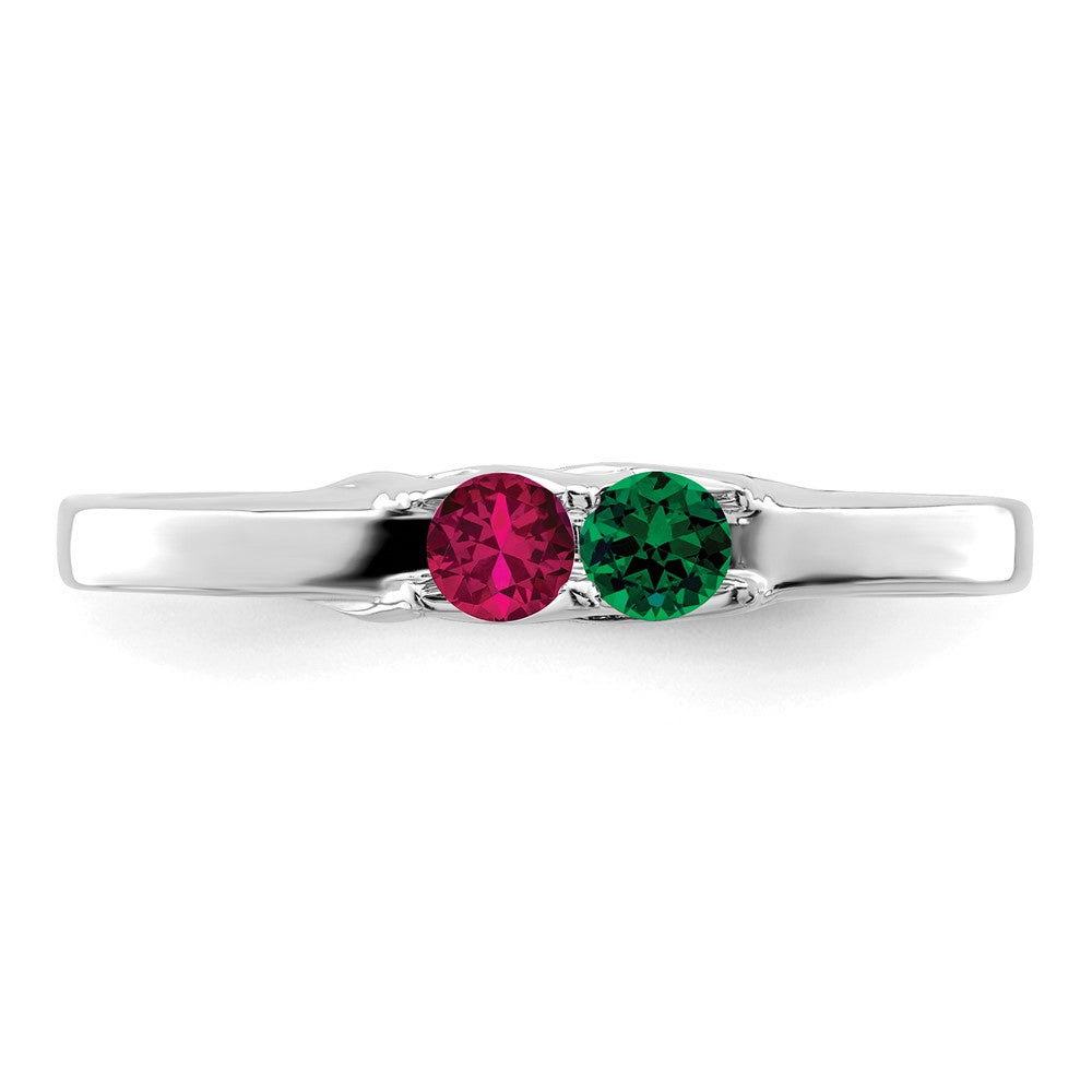 14k White Gold Synthetic Family Jewelry Ring