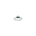 14k White Gold Genuine 2 Stone Mother's Ring