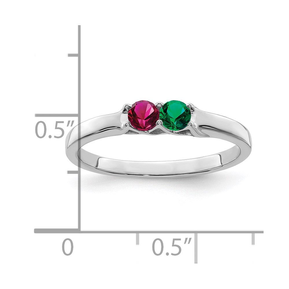 14k White Gold Genuine 2 Stone Mother's Ring