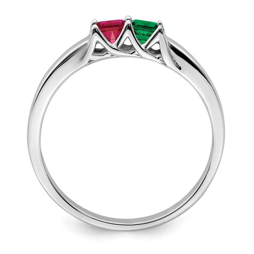 14k White Gold Genuine 2 Stone Mother's Ring