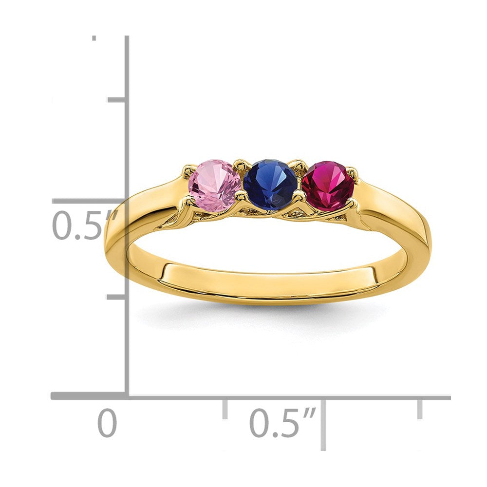 14k Genuine 3 Stone Mother's Ring