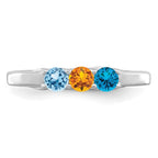 14k White Gold Synthetic Family Jewelry Ring