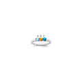 14k White Gold Synthetic Family Jewelry Ring