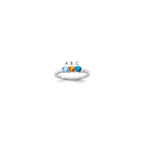 14k White Gold Synthetic Family Jewelry Ring