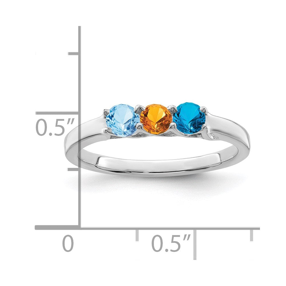 14k White Gold Synthetic Family Jewelry Ring