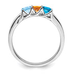 14k White Gold Synthetic Family Jewelry Ring
