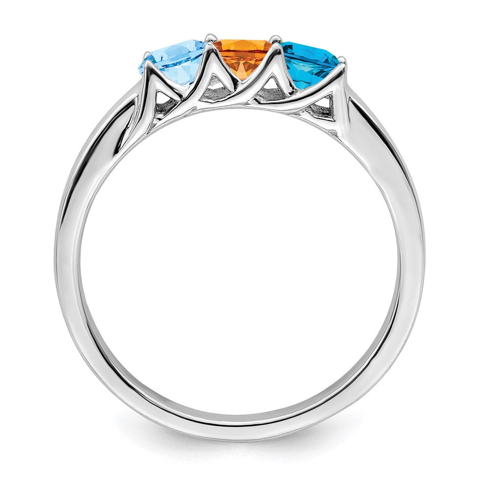 14k White Gold Genuine 3 Stone Mother's Ring