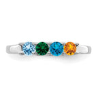 14k White Gold Synthetic Family Jewelry Ring