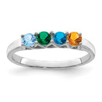 14k White Gold Synthetic Family Jewelry Ring