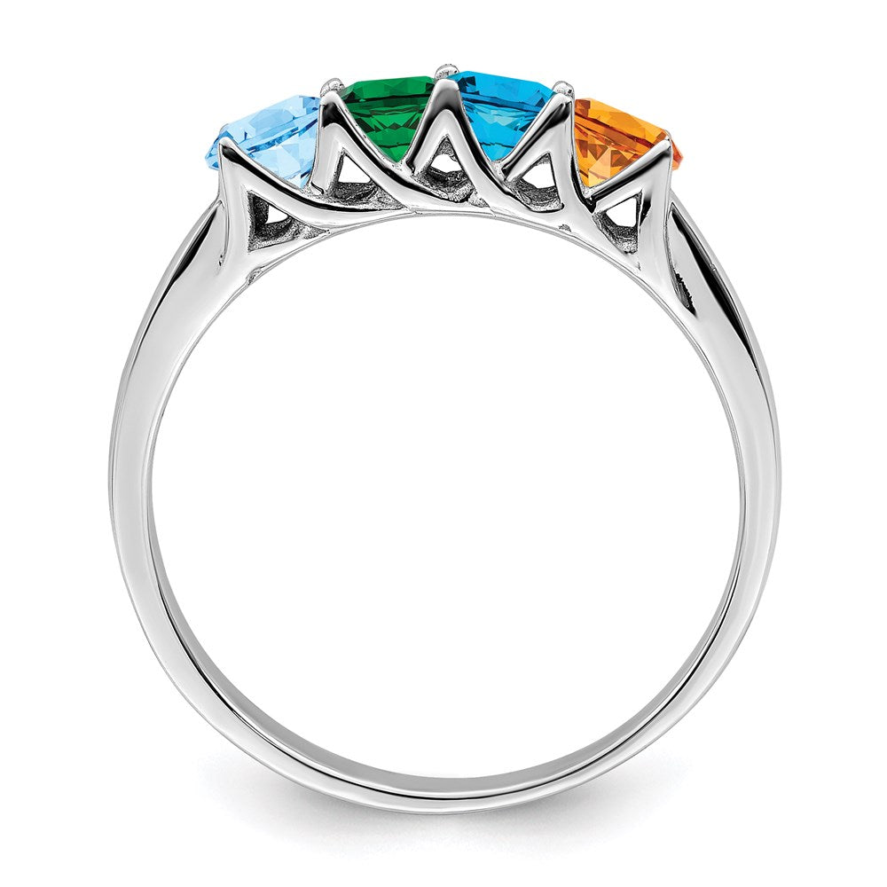 14k White Gold Genuine 4 Stone Mother's Ring