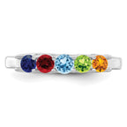 14k White Gold Synthetic Family Jewelry Ring