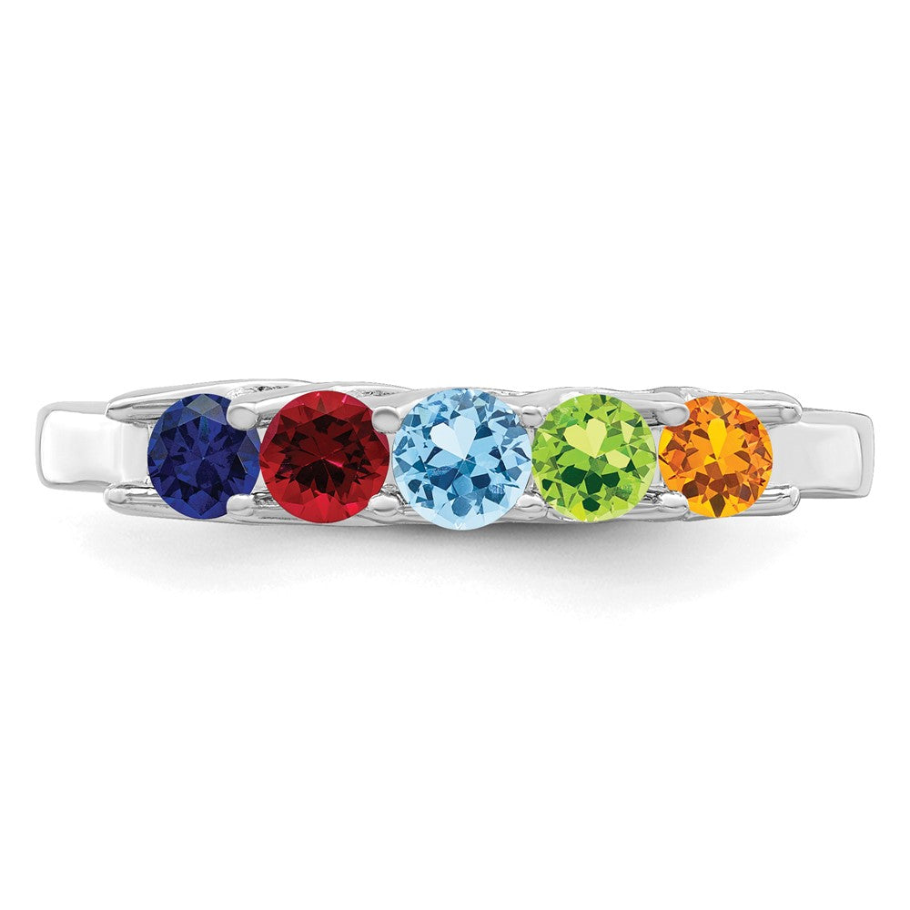14k White Gold Synthetic Family Jewelry Ring