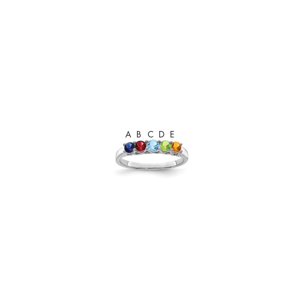 14k White Gold Synthetic Family Jewelry Ring