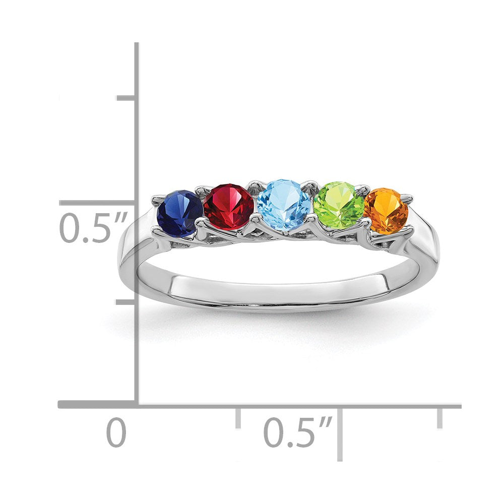 14k White Gold Synthetic Family Jewelry Ring