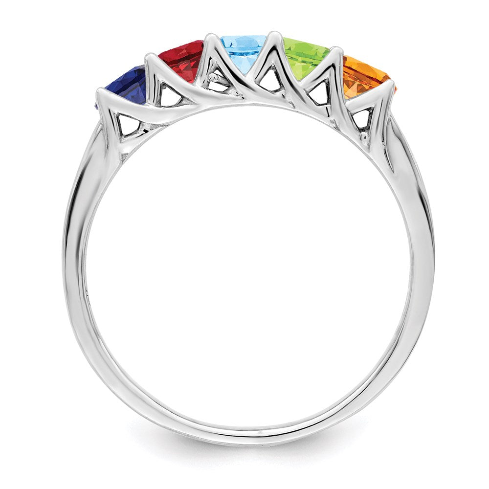 14k White Gold Synthetic Family Jewelry Ring
