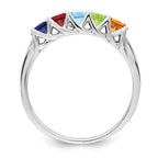 14k White Gold Synthetic Family Jewelry Ring