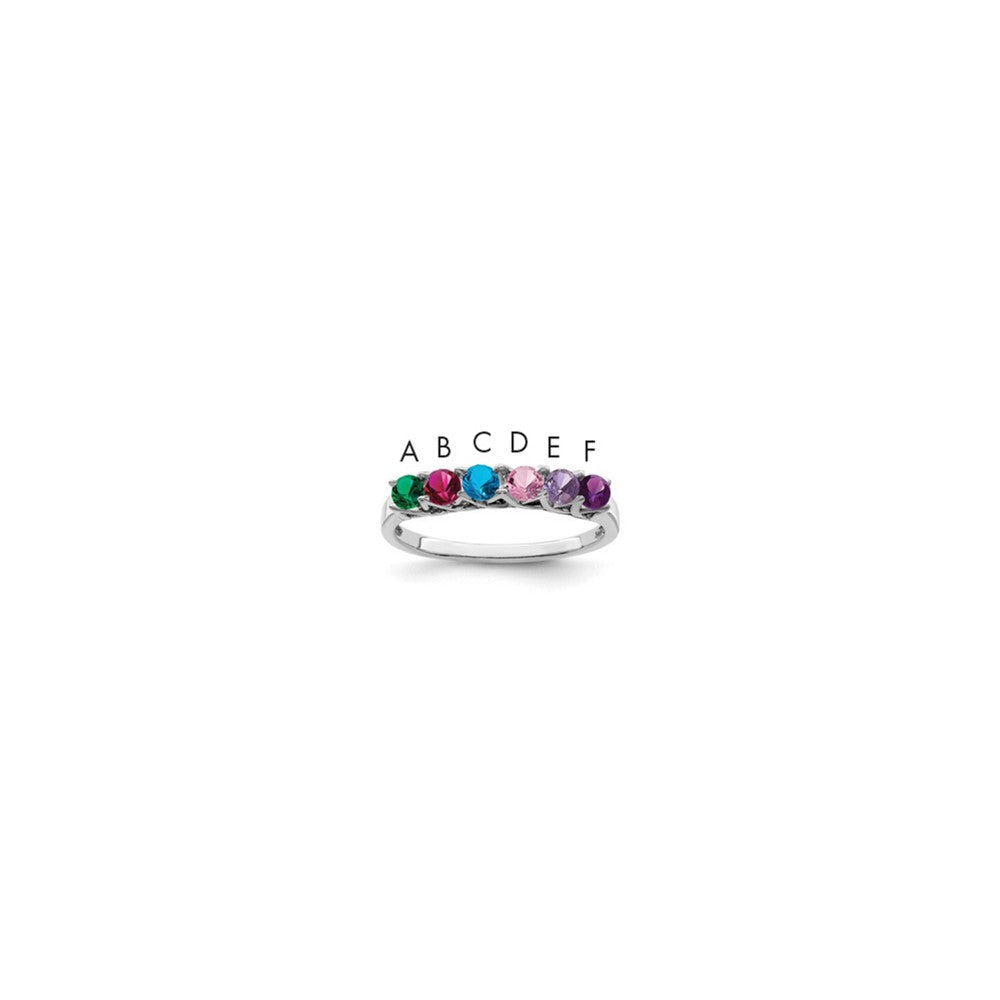 14k White Gold Synthetic Family Jewelry Ring