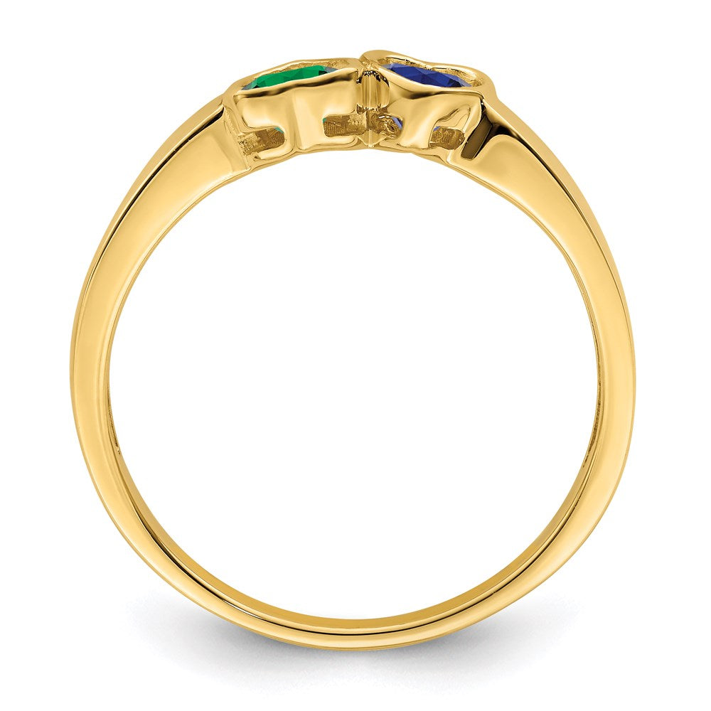 14k Personalized 2-Name Synthetic 2 Stone Couple's Ring