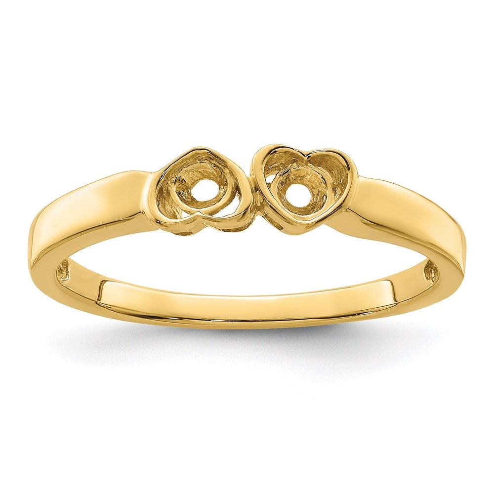 14k Personalized 2-Name Synthetic 2 Stone Couple's Ring