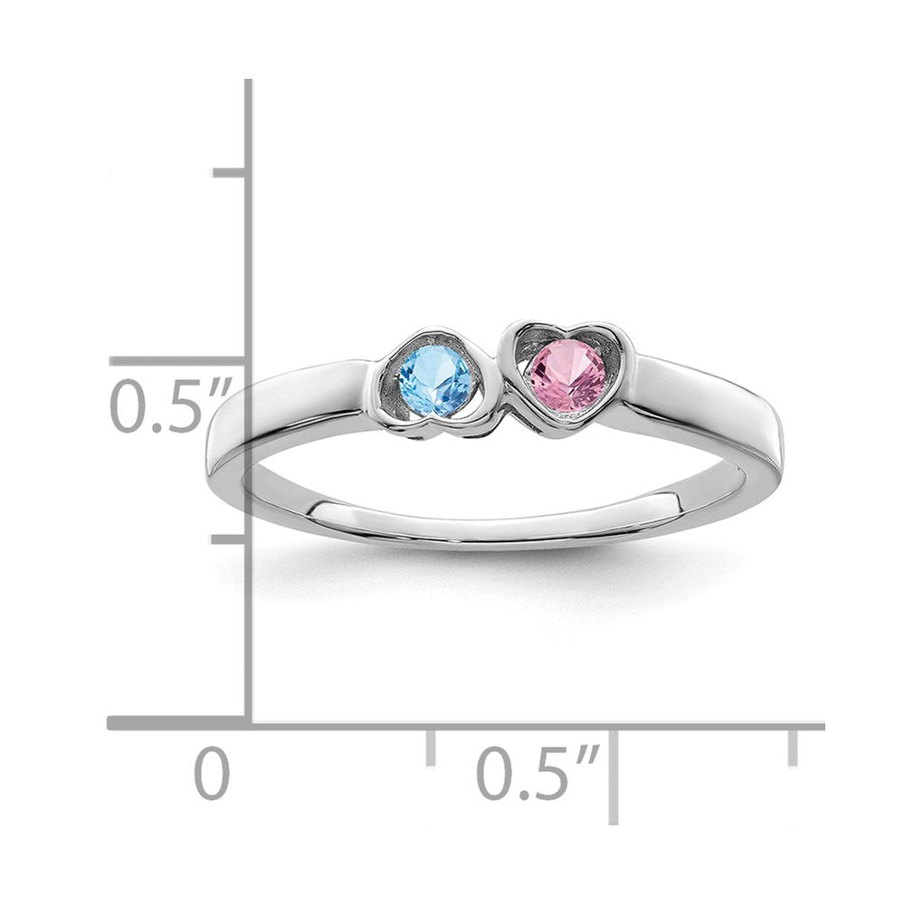 14k White Gold Synthetic Family Jewelry Ring