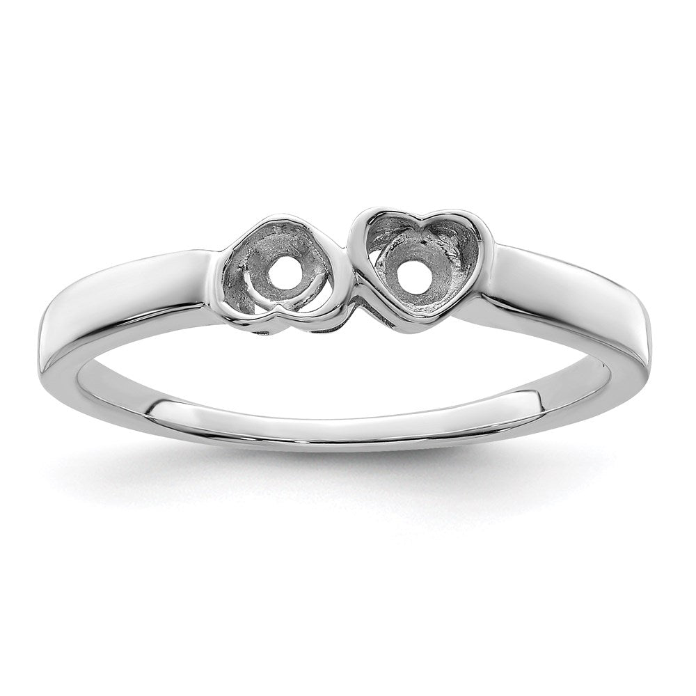 Sterling Silver Rh-plated Personalized 2-Name Synthetic 2 Stone Couple's Ri