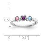 14k White Gold Genuine 3 Stone Mother's Ring