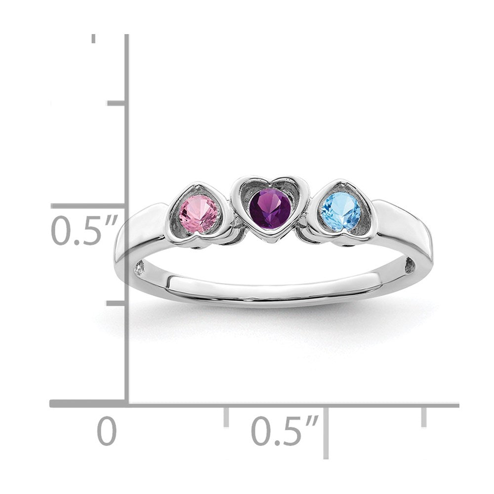 14k White Gold Synthetic Family Jewelry Ring