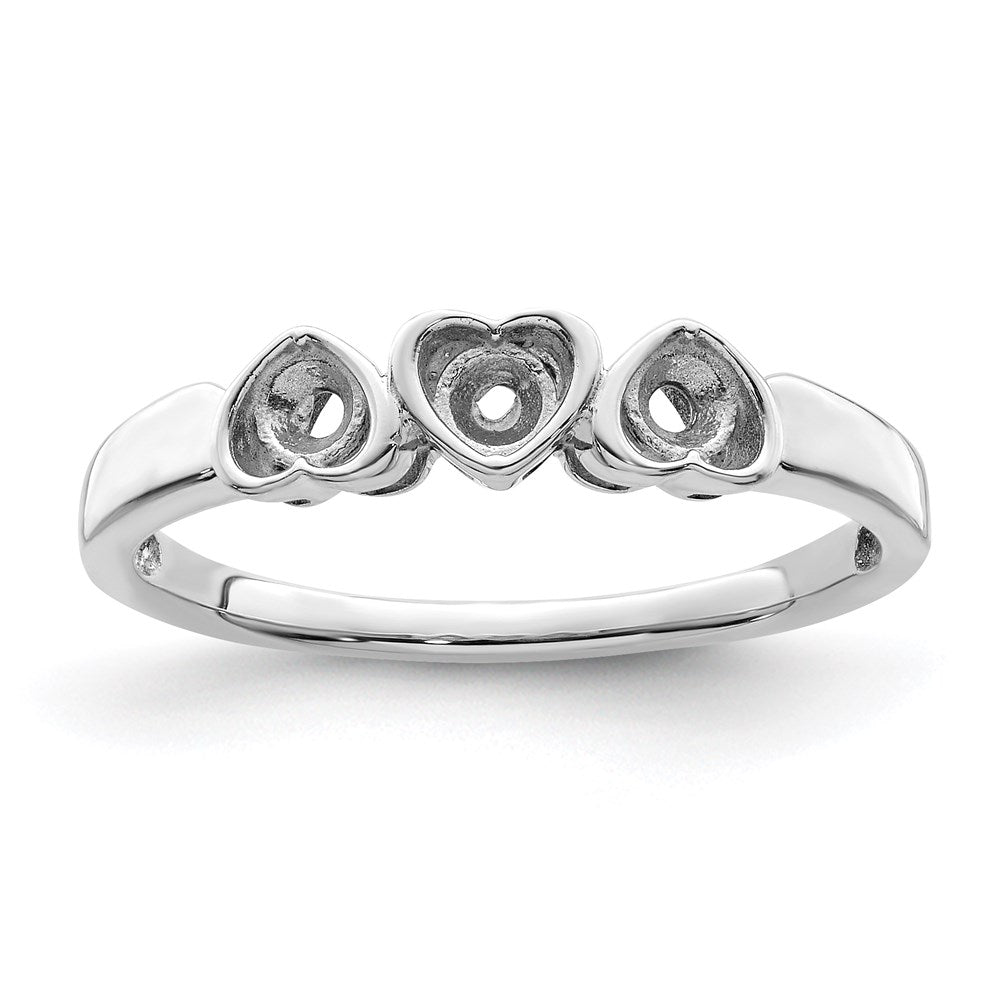 14k White Gold Genuine 3 Stone Mother's Ring