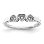14k White Gold Genuine 3 Stone Mother's Ring